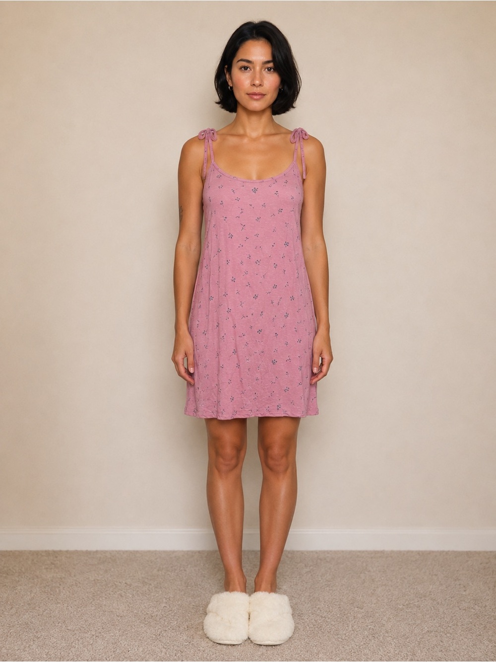 Honeydew Intimates Pink Tie-Shoulder Floral Sleep Chemise Whimsical Romantic